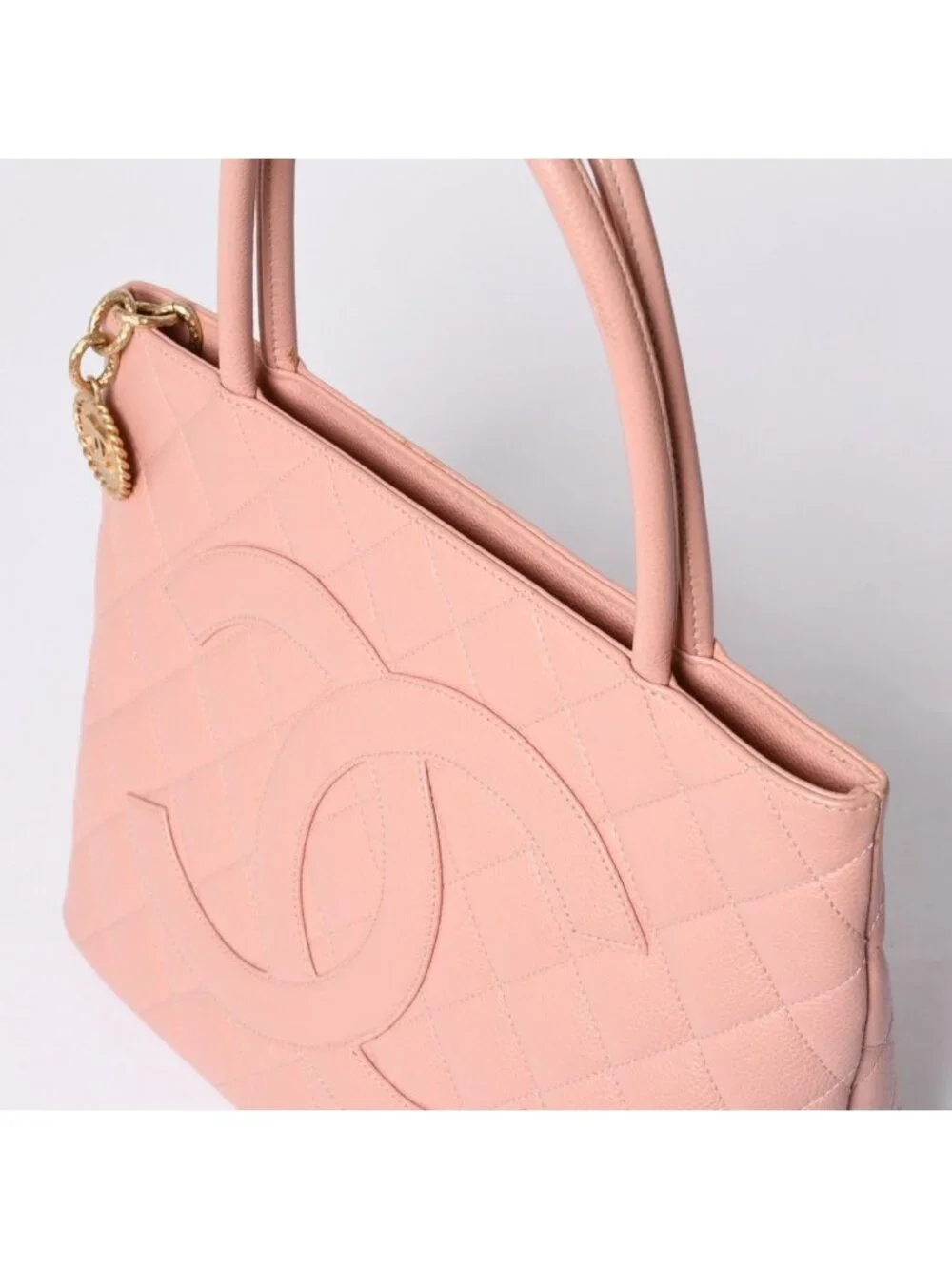 Chanel Reissue Tote Handbag CC Logo Caviar Leather Pink